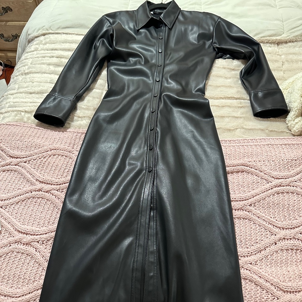 ZARA Black leather dress